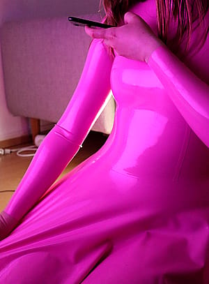 Me In Stretchy Pink Latex'