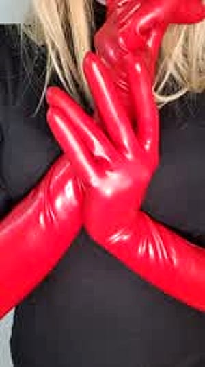 My Perfect Tight Red Latex Gloves'