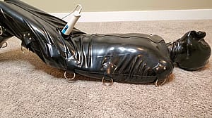 Latex Sleep Sack And Forced Orgasms'