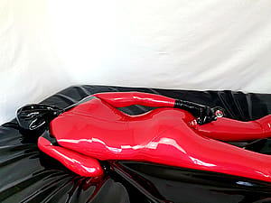 A lovely afternoon in one of my catsuits with integrated vaginal and anal condoms!'