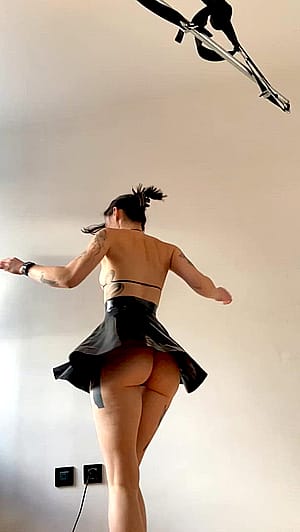 Dancing in a latex outfit I made for myself!'