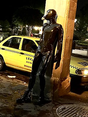 A photo of my first time going out in latex a few years ago :)'