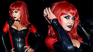 Carmen Electra in red & black latex'