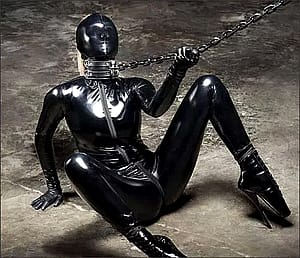 Blonde in Latex and Chained'