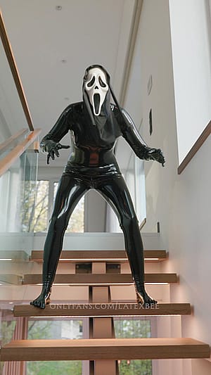 Got my (very serious) Halloween costume ready - The Latex Ghostface'