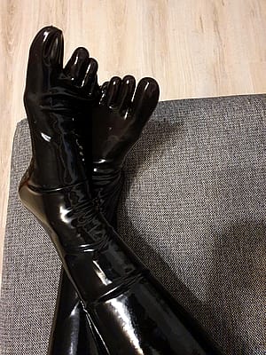 Latex Socks And Catsuit In The Evening'